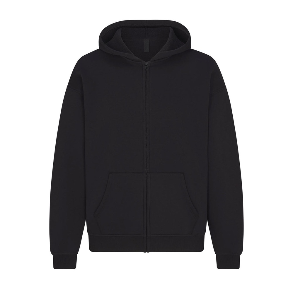 SKIMS Men’s Black Zip-Up Hoodie – Unisex | Everyday Essential